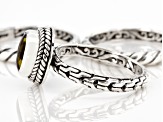 Olive Quartz Silver Stackable Set of 3 Rings