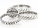 Olive Quartz Silver Stackable Set of 3 Rings