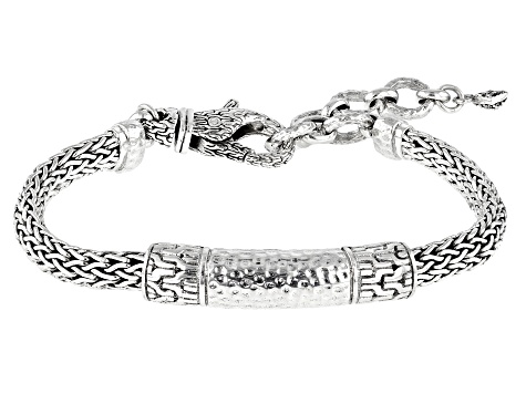 Silver Chainlink Hammered Bracelet - SRA5524 | JTV.com