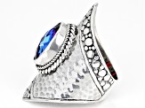 Xanadu™ Quartz Silver Hammered Ring 4.93ct