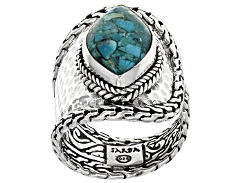 Picture of Mosaic Turquoise Silver Hammered Ring
