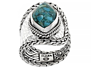 Mosaic Turquoise Silver Hammered Ring