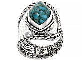 Mosaic Turquoise Silver Hammered Ring