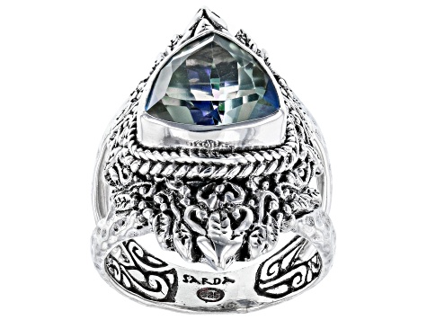 Novel™ Quartz Silver Hammered Ring 3.40ct