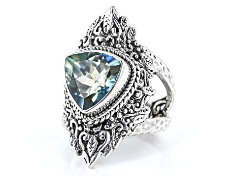 Novel™ Quartz Silver Hammered Ring 3.40ct