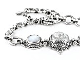 White Mother-of-Pearl Silver Station Bracelet
