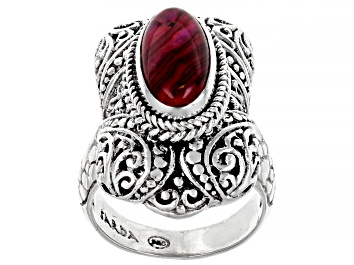 Picture of Purple Abalone Shell Quartz Triplet Silver Filigree Ring
