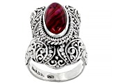 Purple Abalone Shell Quartz Triplet Silver Filigree Ring