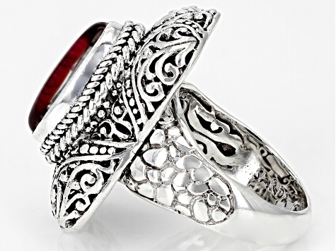 Purple Abalone Shell Quartz Triplet Silver Filigree Ring