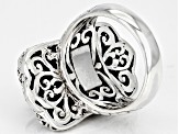 Purple Abalone Shell Quartz Triplet Silver Filigree Ring