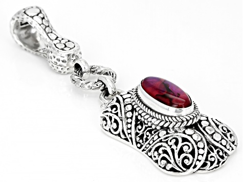 Purple Abalone Shell Quartz Triplet Silver Enhancer Pendant