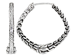 Silver Chainlink & Hammered 1" Hoop Earrings