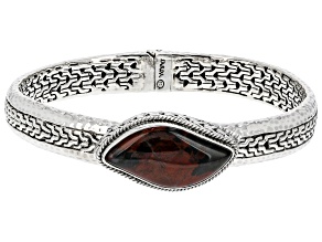 Multi-Color Brecciated Jasper Silver Bangle Bracelet