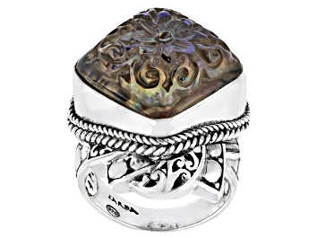 Crystal & Abalone Koi Fish Doublet Silver Ring - SRA6341 | JTV.com