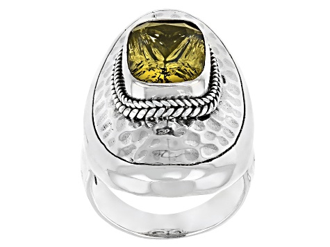 Olive Quartz Sterling Silver Ring 5.70ct