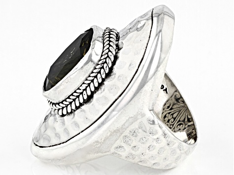 Olive Quartz Sterling Silver Ring 5.70ct