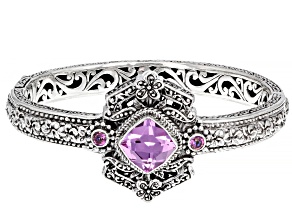 Pink Lab Created Sapphire, English Tearose™ Topaz Silver Bracelet 9.19ctw