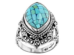 Blue Mosaic Turquoise Sterling Silver Ring