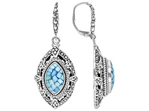 Blue Mosaic Turquoise Sterling Silver Earrings