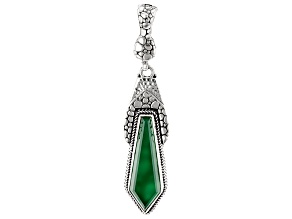 Green Onyx Silver Hammered & Watermark Pendant