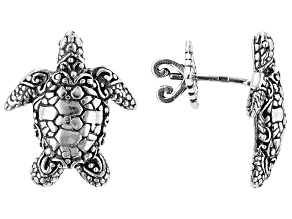 Silver "Like Minded Unity" Turtle Earrings