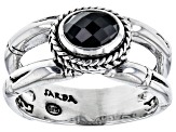 Black Spinel Silver Bamboo Ring 1.06ct