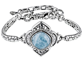 Blue Larimar Silver Watermark & Hammered Bracelet