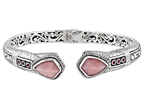 Pink Opal and Ruby Silver Watermark Bracelet .06ctw
