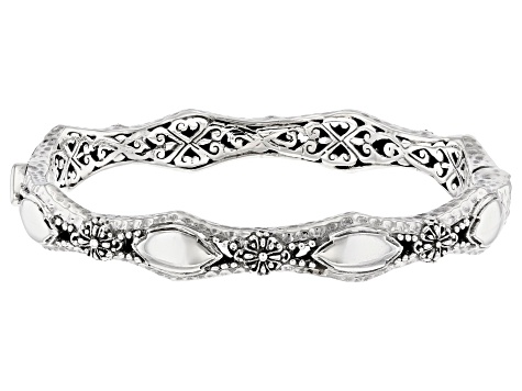 Sterling Silver "One Moment At A Time" Bangle Bracelet