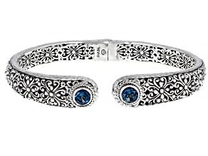 London Blue Topaz Silver Bangle Bracelet 1.60ctw