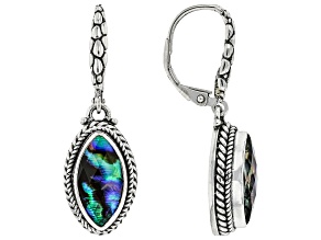Multi-Color Abalone Quartz Doublet Silver Earrings