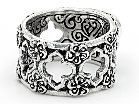 White Mother-of-Pearl Silver Band Ring