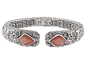 Pink Moonstone Silver Cuff Bracelet