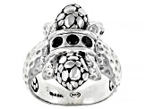 Black Spinel Silver Watermark Ring .15ctw