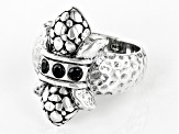 Black Spinel Silver Watermark Ring .15ctw
