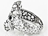 Black Spinel Silver Watermark Ring .15ctw