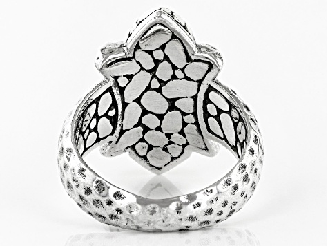 Black Spinel Silver Watermark Ring .15ctw