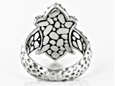 Black Spinel Silver Watermark Ring .15ctw