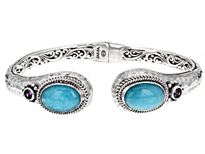 Blue Amazonite & Bali Crush™ Topaz Silver Bracelet .60ctw