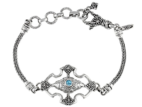 Blue Zircon Silver Bracelet .30ct