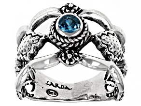 Blue Zircon Sterling Silver Ring .30ct