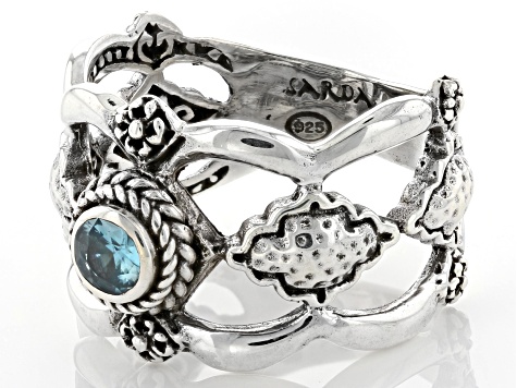 Blue Zircon Sterling Silver Ring .30ct