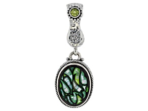 Green Mother-of-Pearl & Peridot Silver Enhancer Pendant .23ct