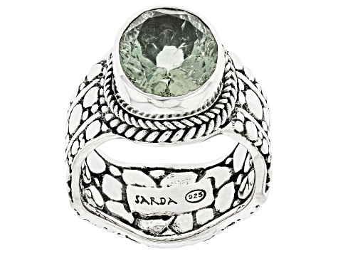 Green Prasiolite Sterling Silver Ring 3.35ct