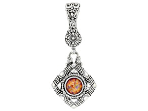 Lab Created Alizarin Crimson Opal Quartz Doublet Silver Enhancer Pendant