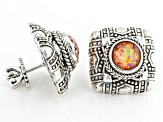 Lab Created Alizarin Crimson Opal Quartz Doublet Silver Earrings