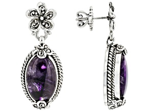 Purple Chevron Amethyst Star Silver Frangipani Earrings