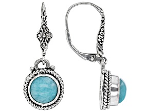 Blue Amazonite Silver Dangle  Earrings
