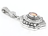 Lab Created Salmon Pink Opal Quartz Doublet Silver Locket Pendant