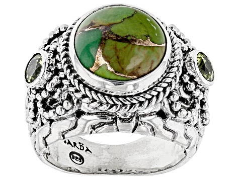 Green Mohave Turquoise & Peridot Silver Ring .40ctw - SRA6310 | JTV.com